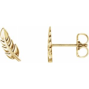 14K Yellow Leaf Earrings - Siddiqui Jewelers