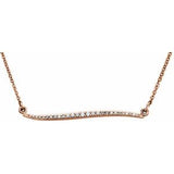 14K Rose 1/6 CTW Diamond Curvilinear Bar 17.5" Necklace - Siddiqui Jewelers