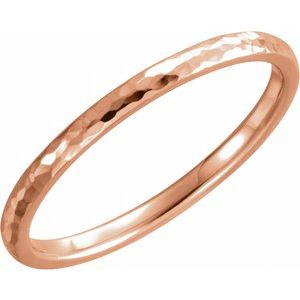 14K Rose 3 mm Half Round Band with Hammer Finish Size 6.5 - Siddiqui Jewelers