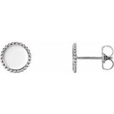 Sterling Silver Engravable Beaded Earrings - Siddiqui Jewelers