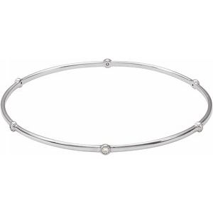 Sterling Silver  1/4 CTW Diamond Bezel-Set Bangle 8" Bracelet-Siddiqui Jewelers