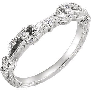 14K White .05 CTW Diamond Matching Band for 5.5X5.5 mm Cushion Ring Size 6 - Siddiqui Jewelers