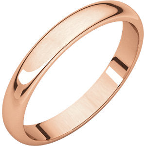 14K Rose 3 mm Half Round Band Size 9.5 - Siddiqui Jewelers