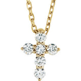 14K Yellow 8.7x6.6 mm 1/6 CTW Diamond Cross 16-18" Necklace - Siddiqui Jewelers