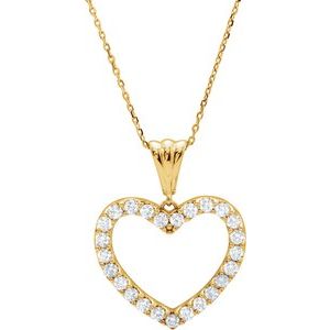 14K Yellow 1 CTW Diamond Heart 18" Necklace - Siddiqui Jewelers