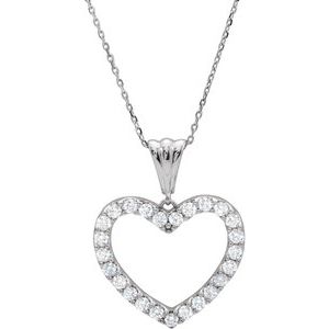 14K White 1 CTW Diamond Heart 18" Necklace - Siddiqui Jewelers