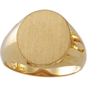 18K Yellow 16x14 mm Oval Signet Ring - Siddiqui Jewelers