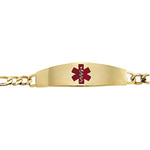 14K Yellow & Red Enamel Medical Identification 8" Bracelet - Siddiqui Jewelers