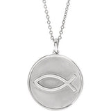 Sterling Silver 20.3x18.4 mm Ichthus (Fish) 16-18" Necklace - Siddiqui Jewelers