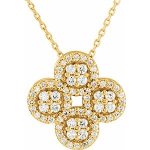 14K Yellow 1/2 CTW Diamond Clover 18" Necklace - Siddiqui Jewelers