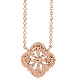 14K Rose Vintage-Inspired Clover 16" Necklace - Siddiqui Jewelers