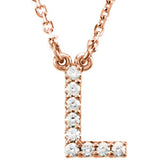 14K Rose Letter "L" .08 CTW Diamond 16" Necklace - Siddiqui Jewelers