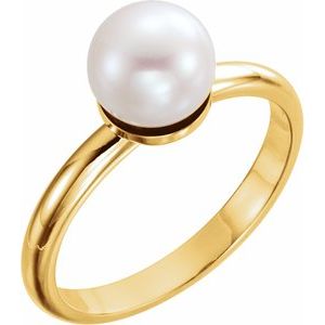 14K Yellow 7.5-8.0mm Freshwater Cultured Pearl Ring-Siddiqui Jewelers