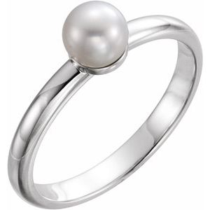 14K White 5.5-6.0mm Freshwater Cultured Pearl Ring-Siddiqui Jewelers
