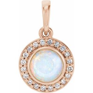 14K Rose Opal & .08 CTW Diamond Pendant - Siddiqui Jewelers