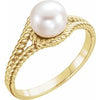 14K Yellow 7 mm White Freshwater Pearl Rope Ring - Siddiqui Jewelers