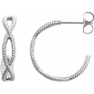 14K White 17x3.6 mm Rope Hoop Earrings - Siddiqui Jewelers
