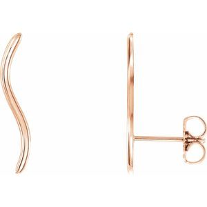 14K Rose Wavy Ear Climbers - Siddiqui Jewelers