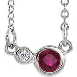 14K White Ruby & .02 CTW Diamond 18" Necklace - Siddiqui Jewelers