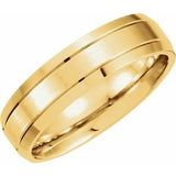 14K Yellow 6 mm Grooved Beveled-Edge Band Size 10 - Siddiqui Jewelers