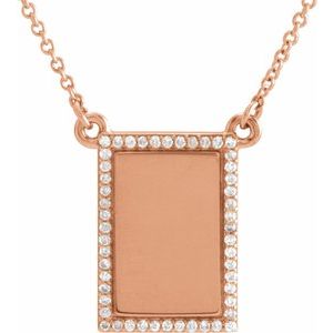 14K Rose  1/8 CTW Diamond Bar 18" Necklace - Siddiqui Jewelers