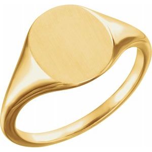 18K Yellow 11x9 mm Oval Signet Ring - Siddiqui Jewelers