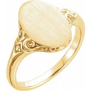 14K Yellow 13x9 mm Oval Signet Ring-Siddiqui Jewelers
