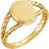 14K Yellow 11x9 mm Oval Rope Signet Ring - Siddiqui Jewelers