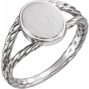Sterling Silver 11x9 mm Oval Rope Signet Ring - Siddiqui Jewelers
