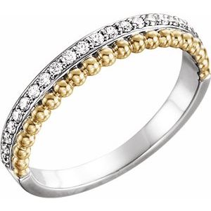 14K White/Yellow 1/5 CTW Diamond Beaded Ring - Siddiqui Jewelers