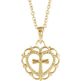 14K Yellow Youth Heart with Cross 16-18" Necklace - Siddiqui Jewelers