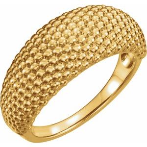 14K Yellow Beaded Dome Ring - Siddiqui Jewelers