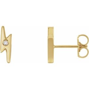 14K Yellow .03 CTW Diamond Lighting Bolt Earrings - Siddiqui Jewelers