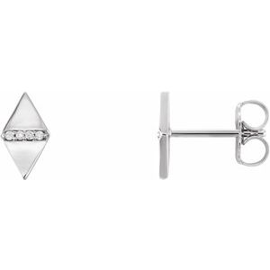 14K White .025 CTW Diamond Geometric Earrings - Siddiqui Jewelers