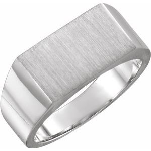 14K White 15x9 mm Rectangle Signet Ring - Siddiqui Jewelers