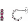 14K White Ruby Hoop Earrings - Siddiqui Jewelers