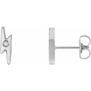 Sterling Silver .03 CTW Diamond Lighting Bolt Earrings - Siddiqui Jewelers