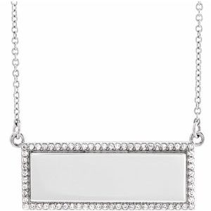 14K White 1/6 CTW Diamond Bar 18" Necklace - Siddiqui Jewelers