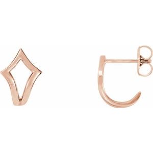 14K Rose Geometric J-Hoop Earrings - Siddiqui Jewelers