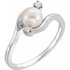 14K White Akoya Cultured Pearl & .04 CTW Diamond Bypass Ring - Siddiqui Jewelers