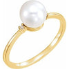 14K Yellow Freshwater Cultured Pearl & .025 CTW Diamond Ring-Siddiqui Jewelers