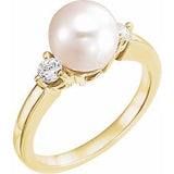14K Yellow Akoya Cultured Pearl & 1/4 CTW Diamond Ring - Siddiqui Jewelers