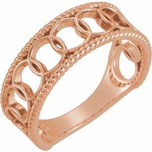 14K Rose Geometric Rope Ring - Siddiqui Jewelers