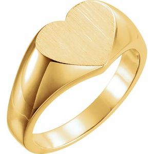 14K Yellow 11x10 mm Heart Signet Ring - Siddiqui Jewelers