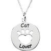 Sterling Silver Heart U Back™ Cat Lover Paw 18" Necklace - Siddiqui Jewelers