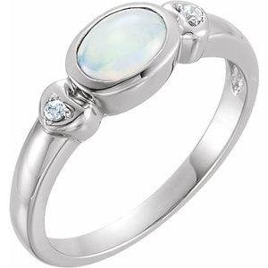 14K White Opal & .03 CTW Diamond Accented Ring - Siddiqui Jewelers