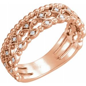 14K Rose 1/8 CTW Stackable Diamond Ring - Siddiqui Jewelers