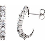 14K White 1 3/8 CTW Diamond J-Hoop Earrings - Siddiqui Jewelers