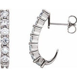 14K White 2/3 CTW Diamond J-Hoop Earrings - Siddiqui Jewelers