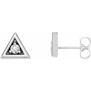 14K White 1/8 CTW Diamond Triangle Earrings - Siddiqui Jewelers